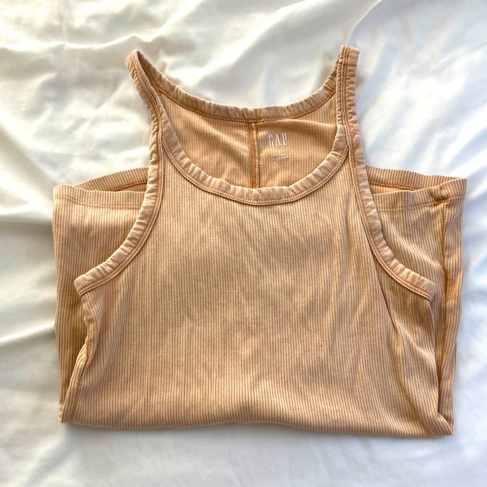 Gap Rib Tank in Beige Size Small
